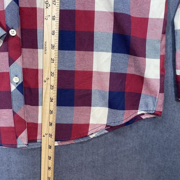 I Joan Red/Blue Plaid Button-Up Shirt Womens Size L 50% Cotton/50% Polyester - Picture 10 of 11
